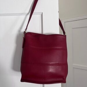 SOLD coach red tribeca bucket bag 9083